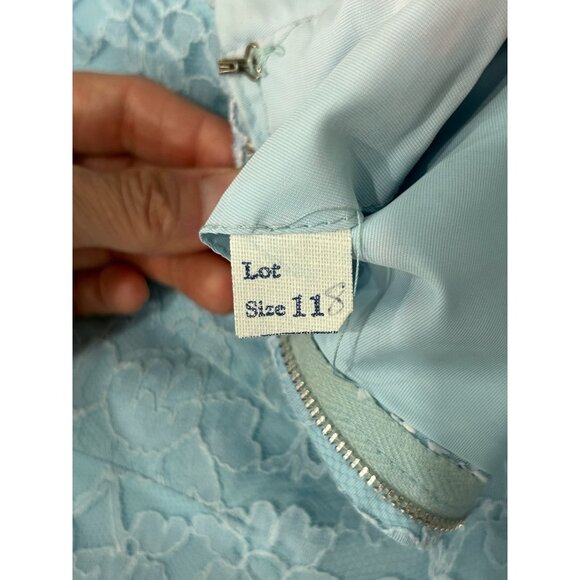 Vintage Jr. Theme Powder Blue Lace Sleeve Suit Bow Size 11 Retro Style Set - Picture 6 of 15